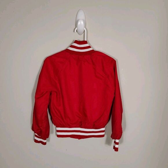 Vtg Disney EPCOT Center Mickey Kids Bomber Jacket Red Varsity Nylon 80s USA Sz 4 - Picture 6 of 12